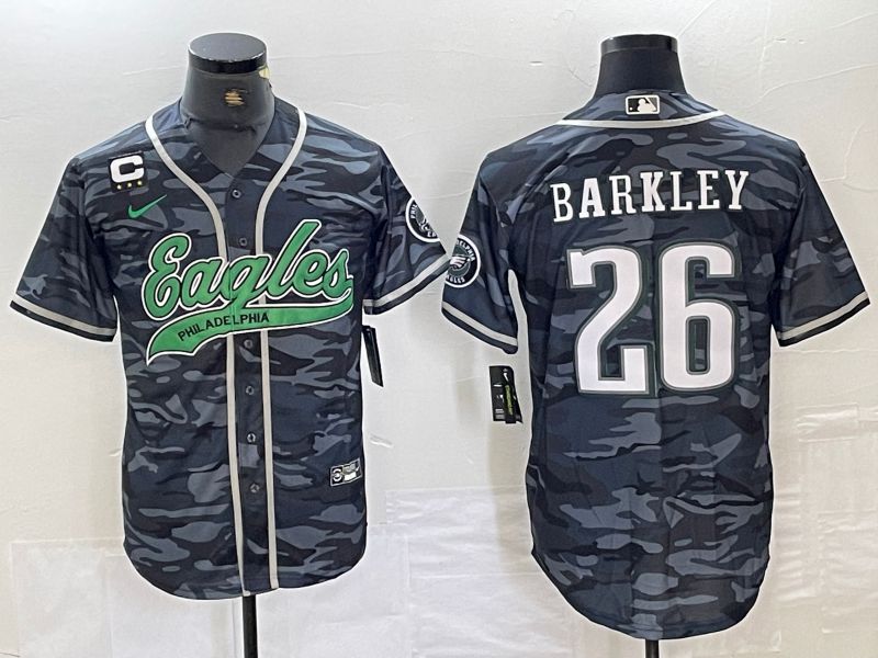 Men Philadelphia Eagles 26 Barkley Camo 2024 Nike Co branded NFL Jersey style 3